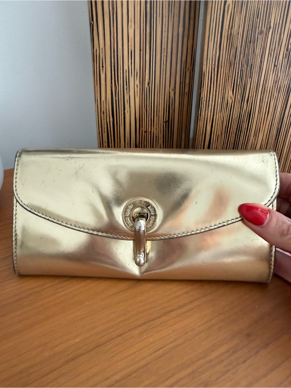 kate spade Metallic Gold Turn-Lock Clutch